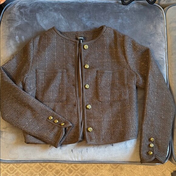 Aqua Brown Tweed Blazer with Gold Buttons - Picture 4 of 4